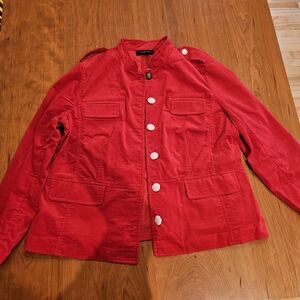 Talbots Red Military-Style Structured Jacket